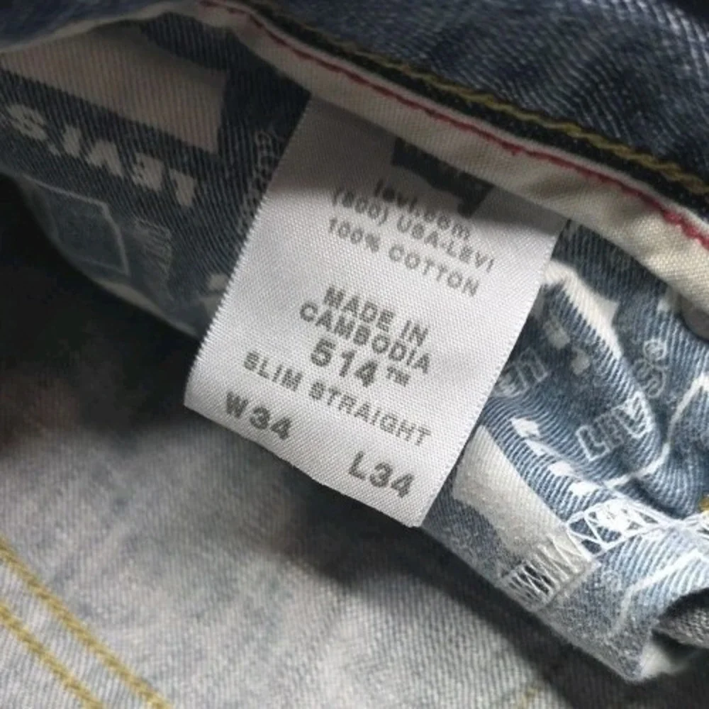 Men's 2000's Levi's 514 Slim Straight Leg Light Medium Wash Jeans 34x34